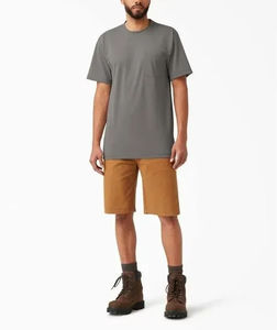 Camiseta de color sólido para hombre, ropa base de cuello redondo holgada elástica con hombros normales y material de poliéster/algodón - Product Image 3