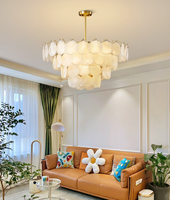 Lustre LED ultra-minimaliste en cuivre pur, style crème français, finition dorée, intensité variable, éclairage pour toute la maison