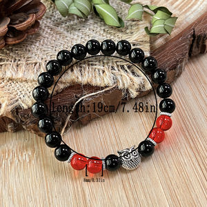 Pulsera de protección y sabiduría Vintage 8mm mate negro ágata cuenta búho encanto pulsera para regalo de graduación - Product Image 6