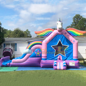 Wholesale kids party unicorn jumping bouncy castle with slide combo jumpers bounce <b>house</b> <b>inflatable</b> commercial - Product Image 6