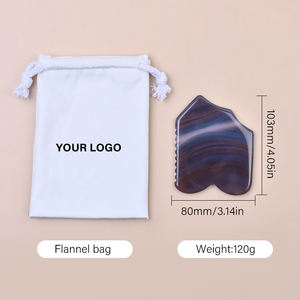 Véritable pierre d'agate grise naturelle Guasha outil Logo personnalisé gris Jade masseur de <span class=keywords><strong>Gus</strong></span> Sha pour le visage vente en gros peau raffermissante visage Gua Sha - Product Image 5