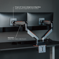 Bras de moniteur de jeu LDT61-C024L avec lumière RVB Support de bureau à double écran à ressort à gaz pour moniteur robuste pour 17 "-35"