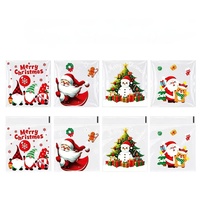 Sacs en plastique transparents à fermeture autocollante, motif de Noël de dessin animé, pour bonbons, biscuits, emballage cadeau jetable, sacs en plastique vides, vente en gros