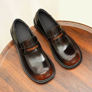 Zapatos de Hombre de Cuero Genuino, con Cordones, Transpirables, Ligeros, Antideslizantes, con Suela Gruesa, de Charol, para Oficina, Carrera, Boda - Product Image 5
