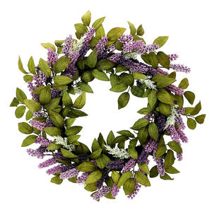 Corona de Lavanda Artificial de 22 Pulgadas, Ecológica, Personalizable, para Puerta Principal, Pared, Ventana, Decoración Rústica, Festiva - Product Image 1