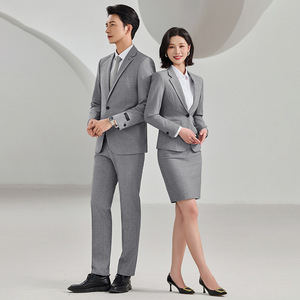 Women's Grey Suit Jacket Autumn Winter Professional Work Uniform Polyester Fabric With Label - Product Image 3