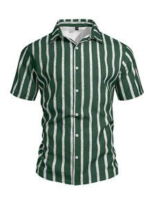 เสื้อเชิ้ตผู้ชายแบบสั่งทำพิเศษ ODM สำหรับฤดูร้อน ผ้าทอเนื้อนุ่ม สวมใส่สบาย แขนสั้น ปักโลโก้ด้านหน้า 140GSM เสื้อสไตล์รีสอร์ทและสตรีทแวร์ - Product Image 5