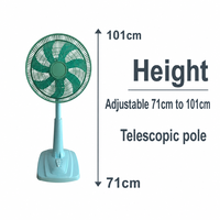 Ventilateur de table/meuble en plastique mécanique de 16 pouces, 2-en-1, rotation réversible, hauteur réglable, haute efficacité énergétique, haute vitesse pour la maison