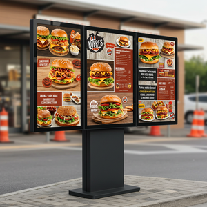 Mwe ngoài trời kỹ thuật số Bảng menu 55 inch dooh thời tiết <span class=keywords><strong>LCD</strong></span> signage thế hệ tiếp theo quảng cáo Drive-thru giải pháp hoạt hình - Product Image 6