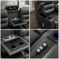 Ensemble de canapés inclinables électriques 3+2+1 en similicuir avec éclairage LED et haut-parleur Bluetooth pour home cinéma – Vente en gros