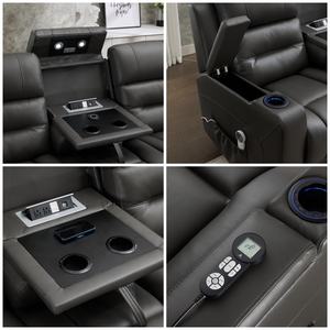 3 + 2 + 1 रिक्लियर सोफे सेट लिविंग रूम फर्नीचर आधुनिक सोफे सिनेमा कार्यात्मक अनुचर सोफा रिक्लियर यूएसबी बॉटम एलईडी लाइट 6050 - Product Image 5