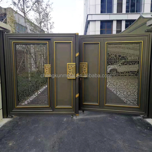 Минималистичная дверь безопасности в американском стиле с автоматизацией, технологией лазерной резки, простая черная алюминиевая дверь для дома - Product Image 4