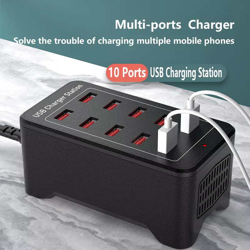 Stazione Di Ricarica USB Da 12 Porte | Caricatore Multiplo 5V 12A | Hub Con Spina UE E USA | Per Cellulari, Tablet E Dispositivi Elettronici