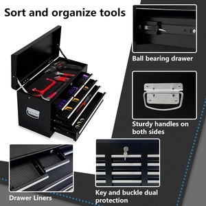 Low MOQ 2-layer 8 Drawers <b>Tool</b> Box Roller Cabinet Black Rolling <b>Tool</b> <b>Cart</b> with Lockable Drawers <b>for</b> Workshop Garage <b>Tool</b> Storage - Product Image 2