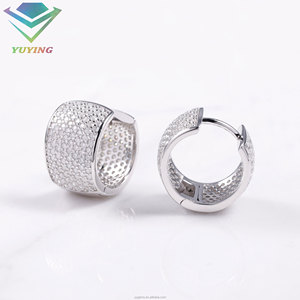 Varios pendientes cubanos con incrustaciones de moissanita VVS, certificado GRA, chapados en oro sobre plata de ley 925, pendientes de aro con corte brillante redondo. - Product Image 4