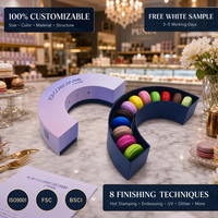 Boîte à biscuits au chocolat vide personnalisée, luxe, 12 pièces, boîte cadeau en carton saisonnier pour macarons avec séparateur, boîte rigide demi-ronde pour macarons