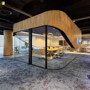 Panneaux de cloison de séparation en verre trempé clair bureau sans cadre givré décoratif trempé intérieur <span class=keywords><strong>demi</strong></span> mur de verre mobile - Product Image 6