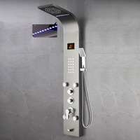Ensemble de douche à affichage numérique LED multifonctionnel Panneau de douche à cascade en acier inoxydable