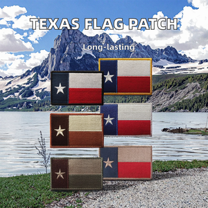 库存德克萨斯州美国国旗多色刺绣缝制补丁徽章花边装饰，带钩环 - Product Image 2
