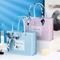 Emballage cadeau personnalisé, boîte rigide en carton magnétique cyan et violet, vêtements pour enfants, chaussures, baby shower, Saint-Valentin, laminage brillant