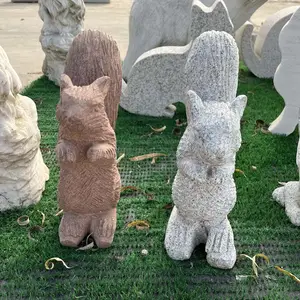 Animal Sculpture life size animal squirrel statue sandstone granite for garden decoration