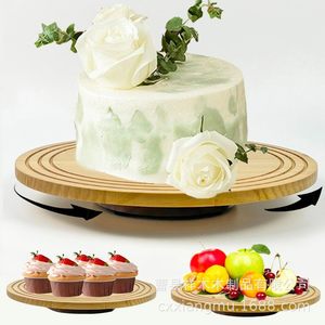 Wooden <b>Cake</b> Turntable Round Rotating Dessert Tray Natural Wood Color Birthday Party <b>Cake</b> <b>Decorating</b> <b>Supplies</b> - Product Image 1