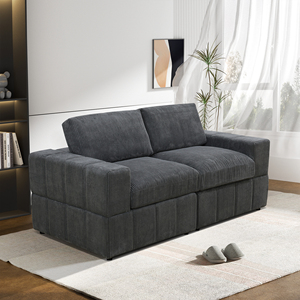 Canapé <span class=keywords><strong>convertible</strong></span> en microfibre moderne gris foncé en forme de L pour salon, usage domestique, avec chaise longue droite, mobilier complet - Product Image 4