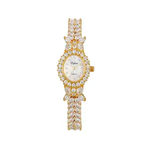 ووتش-35 مجوهرات xuping مخصصة الملكي أنيقة الفاخرة دبي 24K الذهب مطلي كامل الماس ساعة نسائية