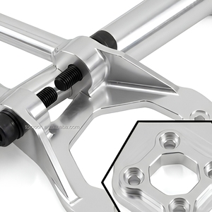 Barre de renforcement de tour de suspension en aluminium CNC, barre transversale, plaques de base, vis de réglage, anodisé argenté, pour renforcement de châssis de course - Product Image 3