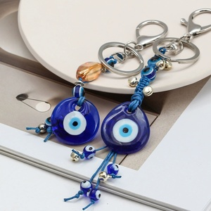 New Creative Blue Eyes Golden Palm Eye Keychain Blue Evil Eye Bead Pendant Keychain Craftsmanship Glass