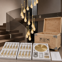 Lustres en spirale extra longs, lustre goutte de pluie en cristal à bulles pour le hall d'escalier