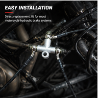 Nouveau connecteur en T pour tuyau de frein de moto, adaptateur 3 voies, kit boulon banjo M10x1.25, alliage d'aluminium 10mm, double étrier argenté