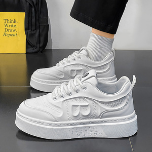 Baskets décontractées et tendance pour hommes, nouvelle collection automne, respirantes, rehaussantes, à semelle épaisse, blanches, style marche - Product Image 5