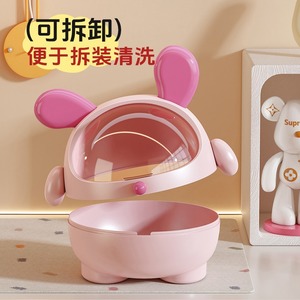DunDun Dog Storage Box Pink Round Covered Jewelry Holder Desktop Organizer - Product Image 5