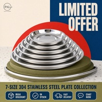 Assiette ronde en acier inoxydable 304, assiette à dîner épaissie, plateau polyvalent pour la cuisson à la vapeur et les fruits, idéal pour un usage domestique et commercial