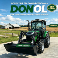 Tracteur 4x4 certifié EPA DONOL 75HP avec chargeur frontal pour les fermes et ranchs américains