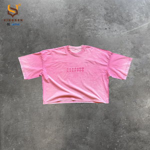 Custom Oversized <b>TShirt</b> High Quality Cotton Heavyweight Streetwear Acid Wash Tee Short Sleeves Baggy Cropped Boxy T Shirt Men - Product Image 3