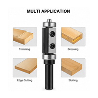Mata Bor Router Miaorui Dual Bearing Flush Trim 8mm Shank dengan Mata Pisau yang Dapat Diganti untuk Pemotongan Kayu dan Ukiran CNC