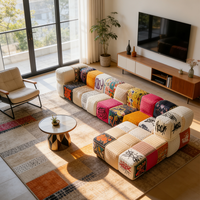 Canapé club en tissu moderne, couleur contrastée, patchwork, siège d'appoint confortable pour bureau, étude, salon