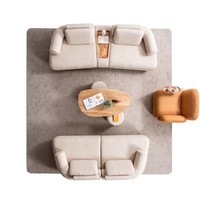 Meubles de salon modernes italiens haut de gamme, ensemble de canapés modulaires en tissu polaire, fauteuils et console centrale pour appartement