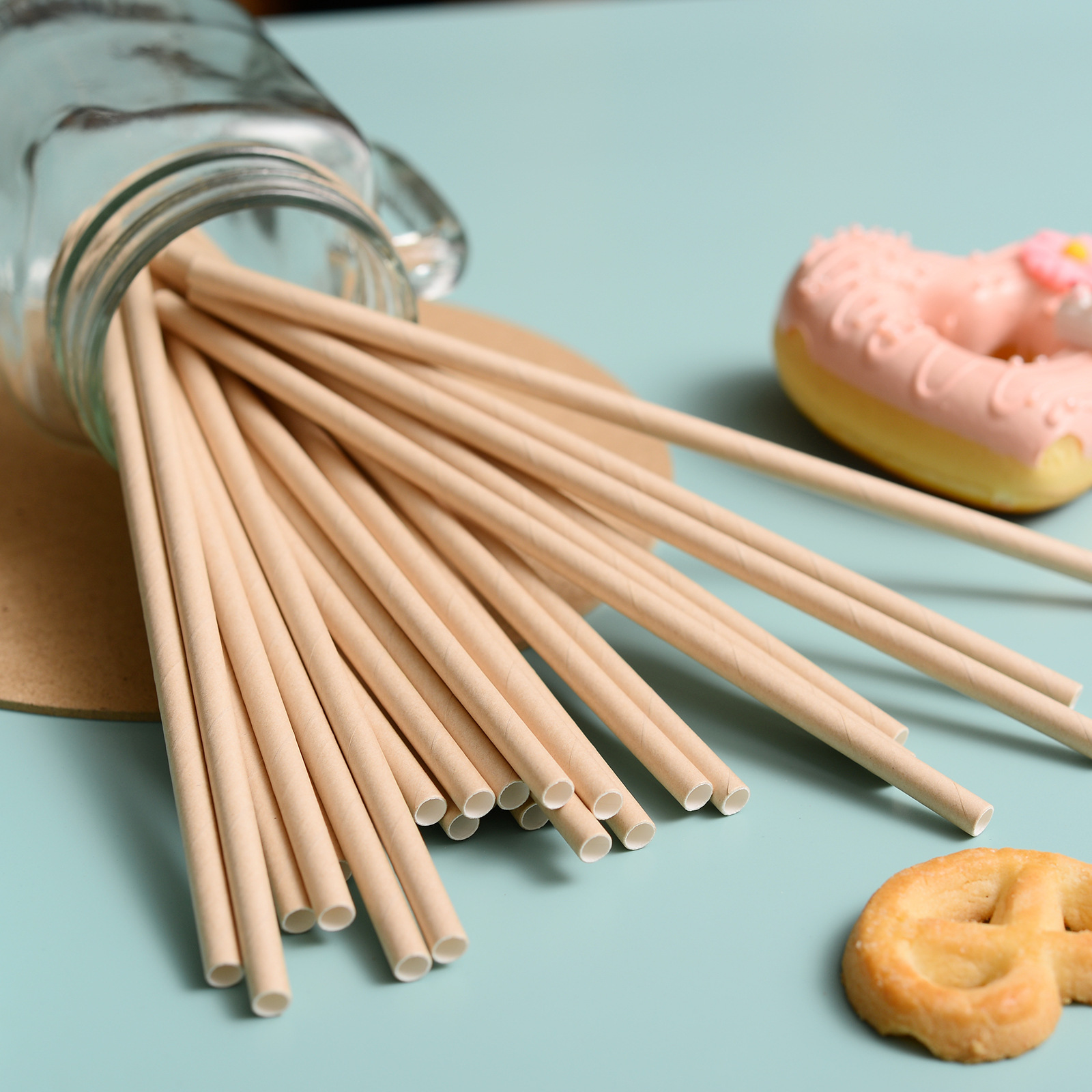 Disposable Solid-Color Paper Straws, Creative Paper Straws for Beverages & Parties