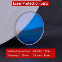 Lentille de protection laser en quartz importé, double revêtement bleu, 18*2mm, 1064nm, pièces de rechange légères