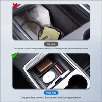 Transparente PC-Mittelkonsolen-Aufbewahrungsbox mit Silikonmatte, Auto-Innenraum-Organizer für Model 3/Y, Wasserdichte Auto-Aufbewahrung