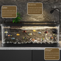 Feiling 8088 High-Peak Aquarium en plastique pour tortues, ensemble complet d'aquascaping pour salon, 1,5 L, carré, pour bureau, haute perméabilité