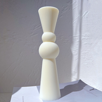 Moule Géométrique Abstrait Décoratif Rayé en Cire de Soja, Moule Esthétique Cylindrique en Silicone, Moule à Bougie Pilier Nervuré Romain