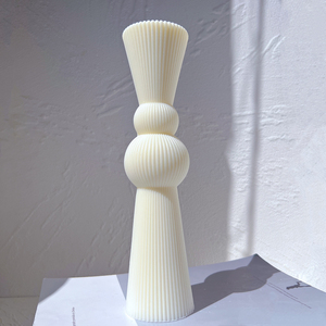 <span class=keywords><strong>Stampo</strong></span> Cilindrico in Silicone per Cera di Soia a Strisce Astratte Geometriche Decorative, <span class=keywords><strong>Stampo</strong></span> per Candela a Colonna Romana a Coste - Product Image 2
