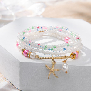 <span class=keywords><strong>Bracelet</strong></span> bohème coloré perles de riz <span class=keywords><strong>Bracelet</strong></span> femmes mode bijoux coquille tortue queue de sirène bracelets porte-bonheur ensembles de bracelets empilés - Product Image 6