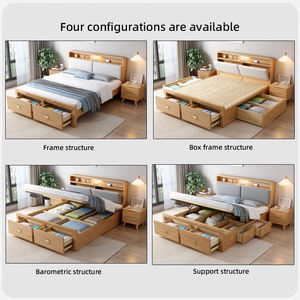 Solid Wood High Box Drawer Double Bed Lit 2 Places Bedroom Furniture <strong>Camas</strong> <strong>De</strong> Madera Storage Bed Frames - Product Image 3