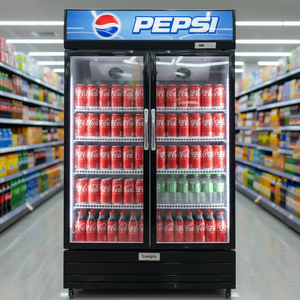 Commercial Double <strong>Glass</strong> Door Cooler Vertical Upright Refrigerator Coke Drink Beverage Display Fridge Showcase for <strong>Cocacola</strong> - Product Image 1
