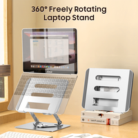 Support de bureau portable en aluminium pliable ergonomique réglable à rotation 360 degrés pour ordinateur portable